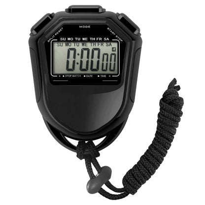 Classic Waterproof Digital Sports Stopwatch – Professional LCD Timer with String for Timing Events
