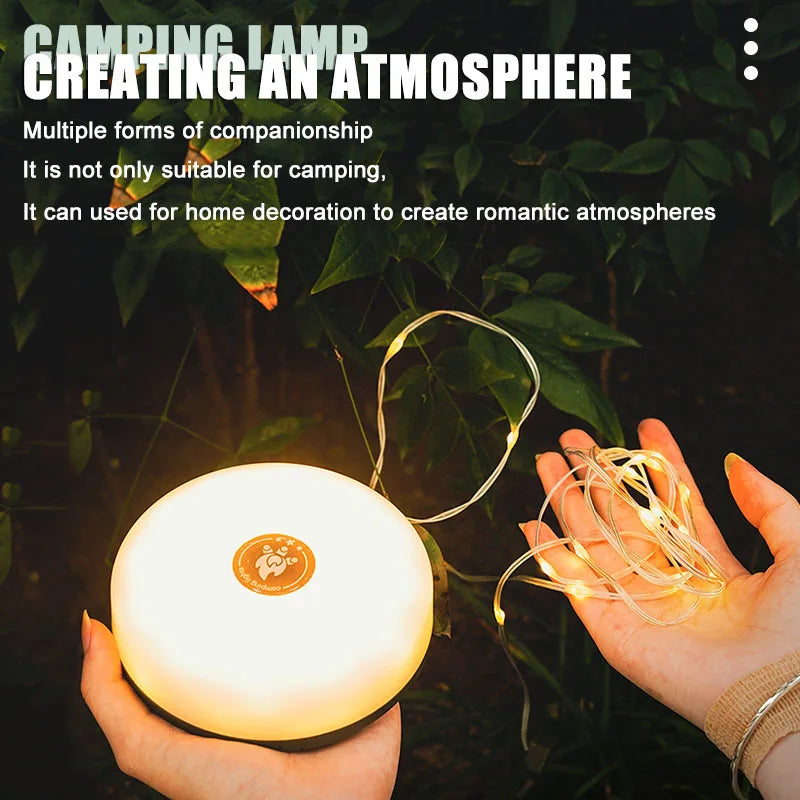 USB Rechargeable Camping Light: 10m Light String Outdoor Tent RGB Atmosphere Light - XTE LED Flashlight with Magnet Hook