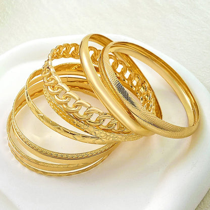 10-Piece Bohemian Retro Wide-Face Gold & Silver Bracelet Set for Weddings and Banquets