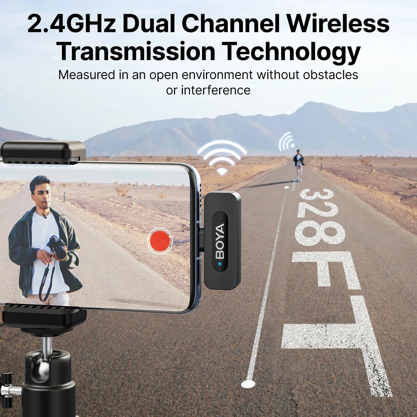 BOYA BY-V3 Wireless Lavalier Lapel Microphone – Noise-Cancelling Rechargeable Mic for iPhone, Android, Camera & Vlogging