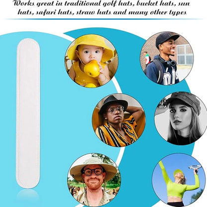50-10PCS Hat Sweat Absorber Stickers – Summer Cap Liner Bands, Adhesive Sweatband Strips for Visor Hats
