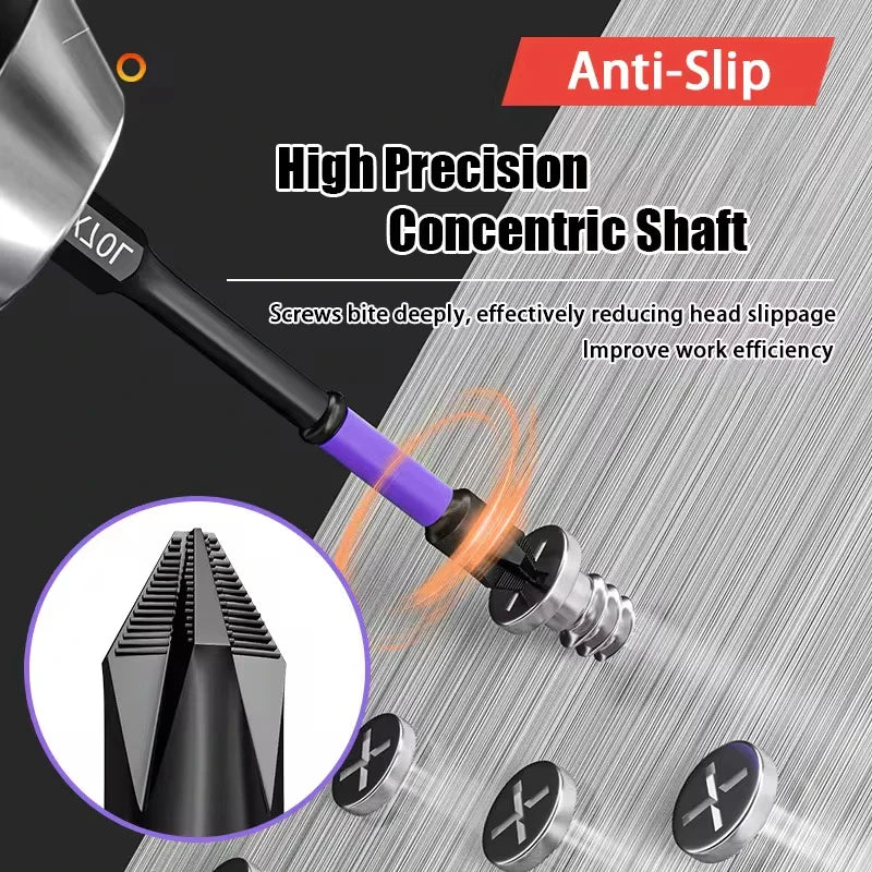 Magnetic Anti-Slip Impact Screwdriver Bit Set – Phillips Cross Long Hex Shank Bits for Power Drilling and Heavy Duty Use