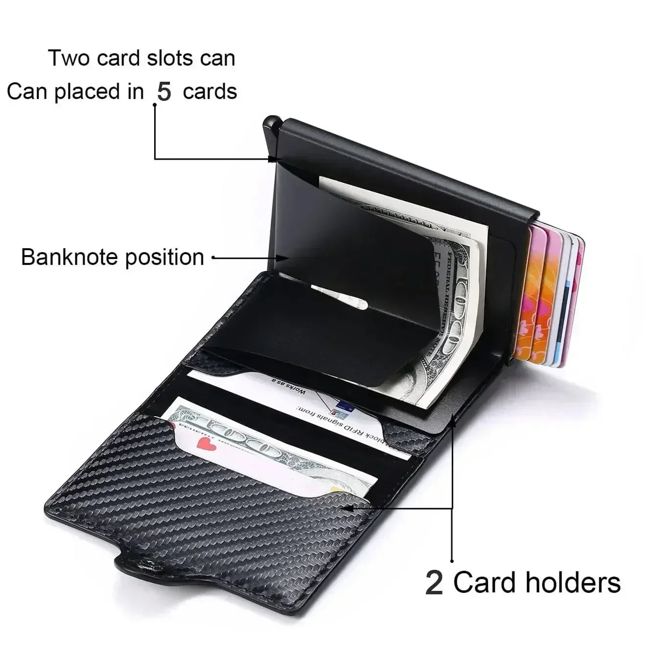 Slim RFID Aluminum Carbon Fiber Men’s Wallet – Slim Business Card & Credit Card Holder Case