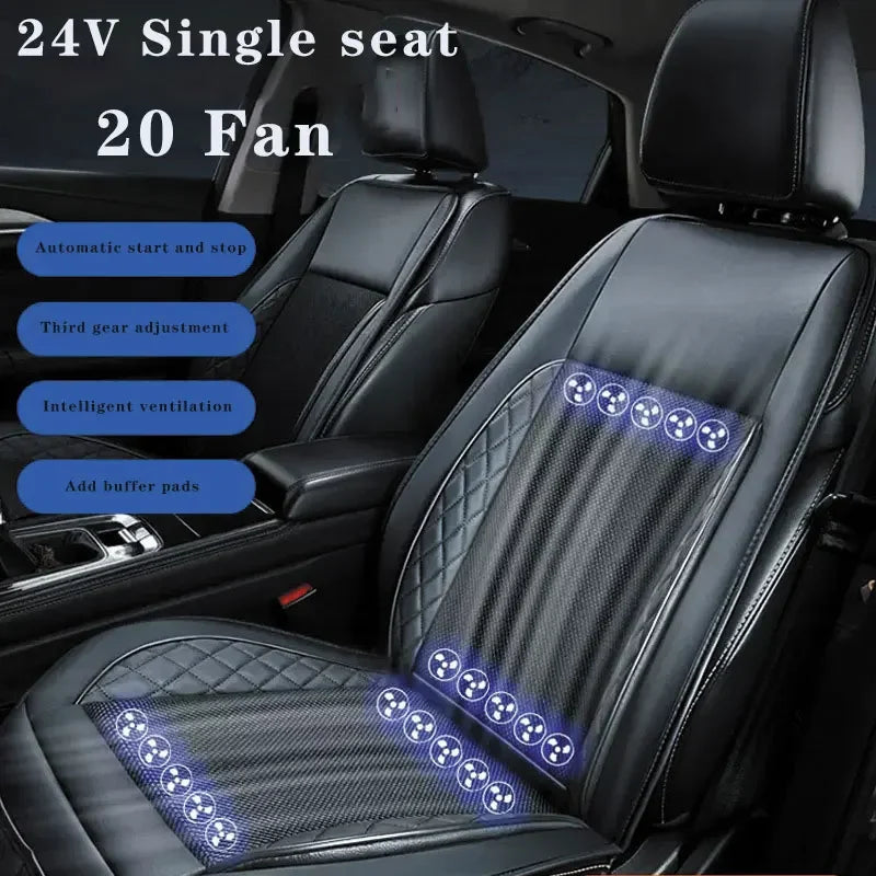12/24V Car & Home Ventilation Massage Seat Cushion — Breathable Cooling & Heated Massage Pad