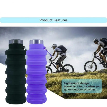 Collapsible Silicone Water Bottle - BPA Free, Reusable and Foldable for Outdoor Hiking and Mountaineering