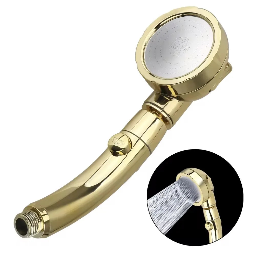 360° Rotating Handheld Shower Head – 3 Spray Modes with ON/OFF Pause Switch & Adjustable Water-Saving Design
