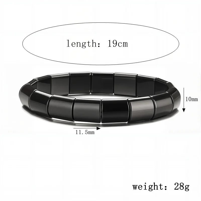 Natural Obsidian Half Moon Bracelet - Irregular Black Stone Beads Men's Fashion Accessory