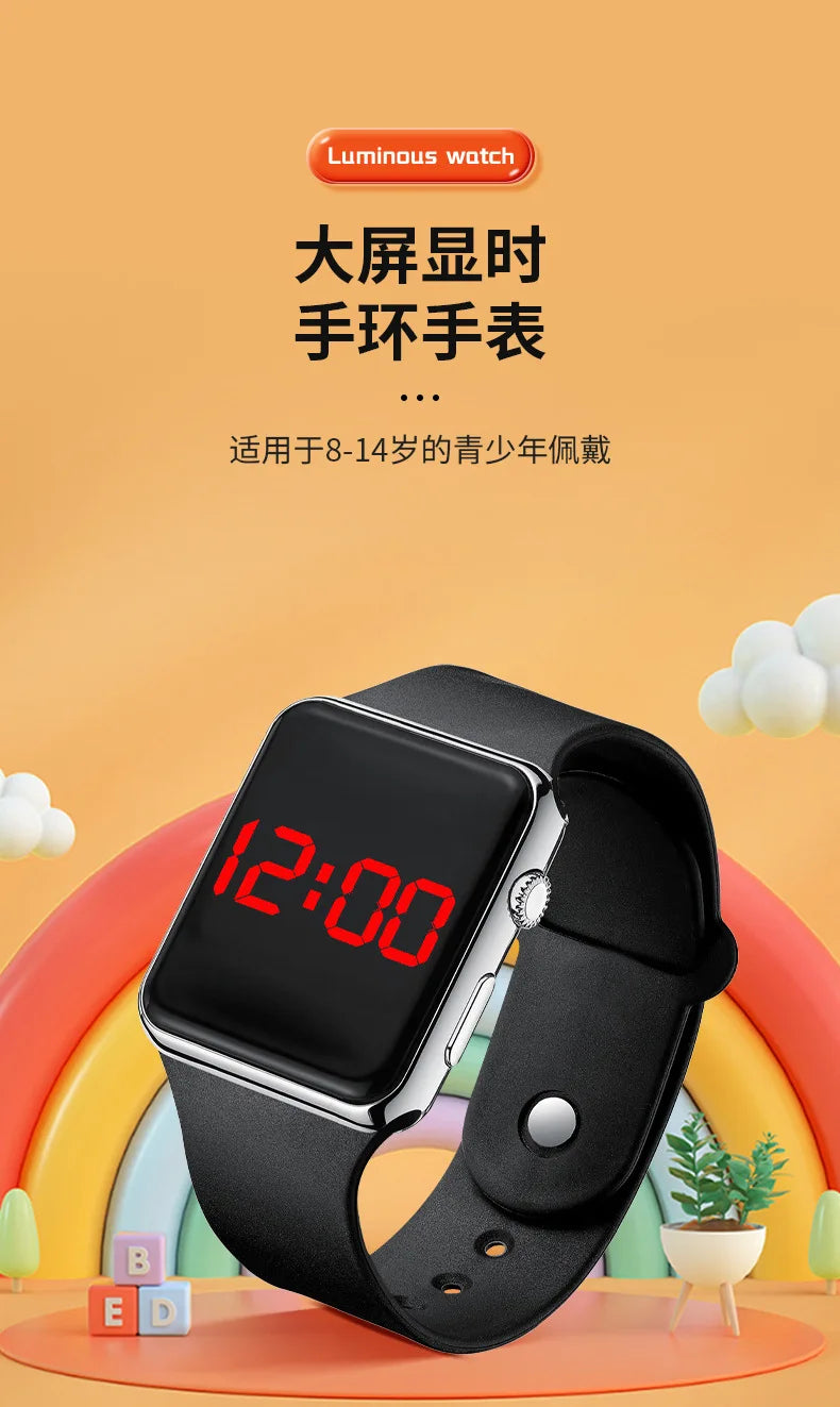Digital LED Sport Watch – Square Electronic Wristwatch for Men & Women, Casual Silicone Fashion Watch