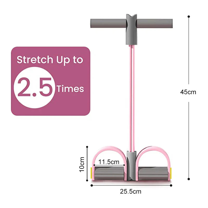 4-Tube Resistance Bands Yoga Pedal Puller - Elastic Pull Rope Fitness Equipment for Abdomen, Waist, Arm Training