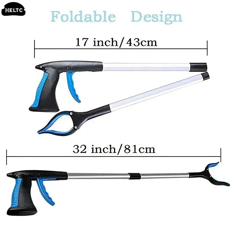 81cm Foldable Litter Picker - Portable Long Handle Garbage Grabber, Arm Extender Tool for Garden and Outdoor Clean-Up