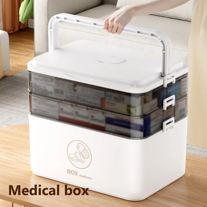 Household Large Capacity Medicine Box – Portable First Aid Kit with Multi-Layer Drug Storage for Emergencies