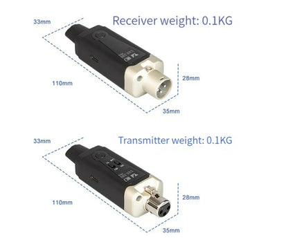 Wireless Microphone System with XLR Converter Adapter – UHF Automatic Transmitter for Condenser & Dynamic Mics