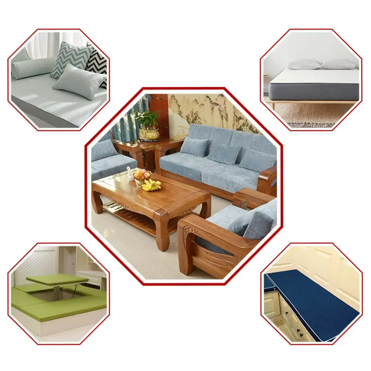 High-Density Chair Foam Cushion – White Square Upholstery Replacement Seat Pad, Premium Quality