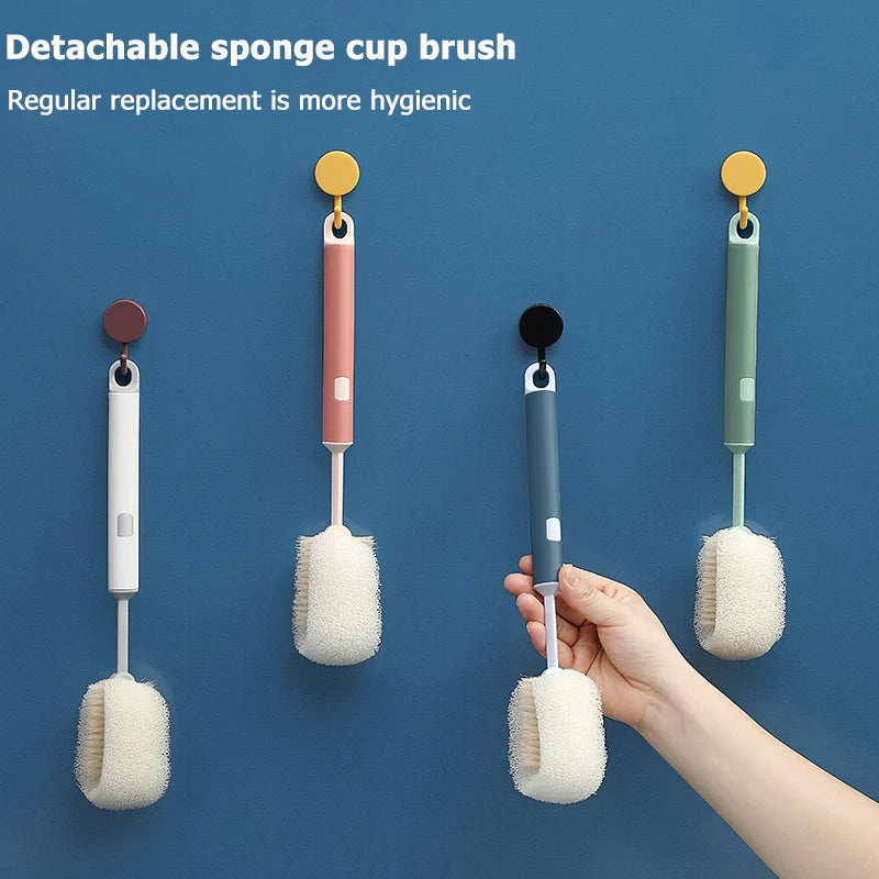 Removable Long Handle Soft Sponge Brush – Kitchen Cleaning Tool for Coffee, Wineglass & Bottle Cups