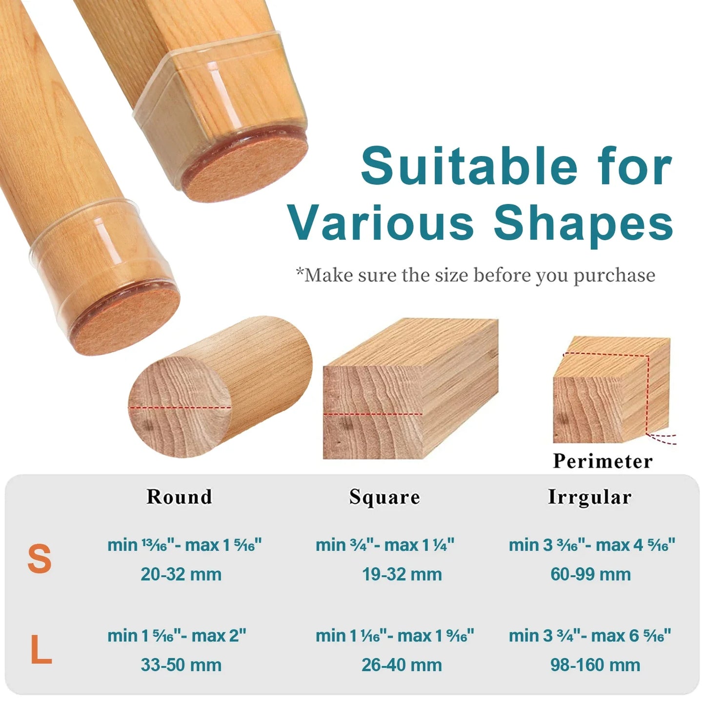 24 Pcs Non-Slip Silicone Chair Leg Floor Protectors with Felt - Furniture Cups for Hardwood Floors, Scratch Protection