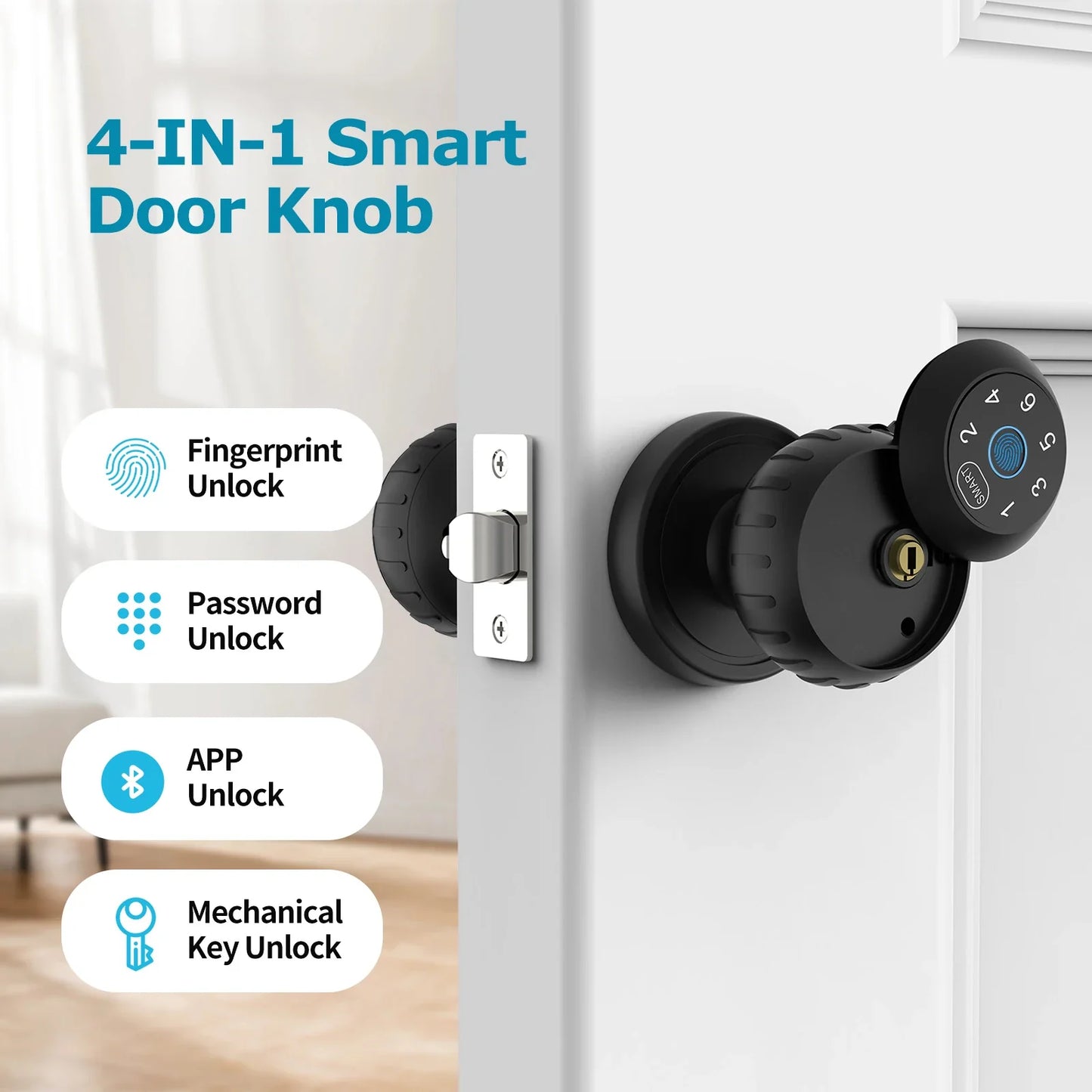 Viladepot Smart Fingerprint Door Lock – App Control, Passcode & Touchscreen Keypad for Indoor Security