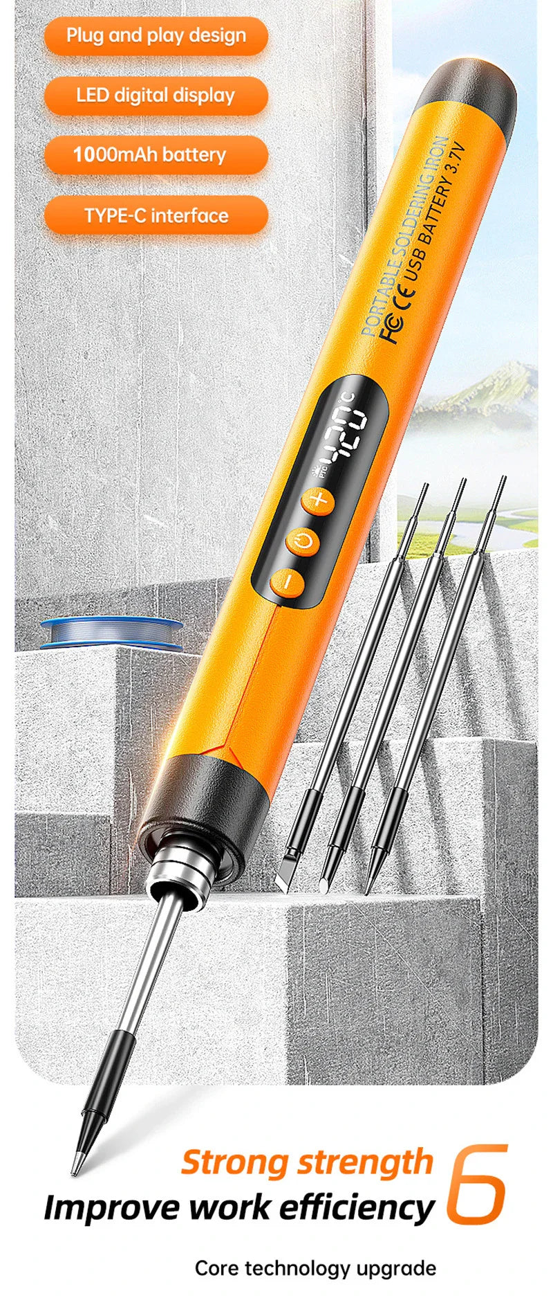 USB Wireless Digital Soldering Iron Kit – Cordless Electric Pen with Adjustable 300–450℃ Temperature