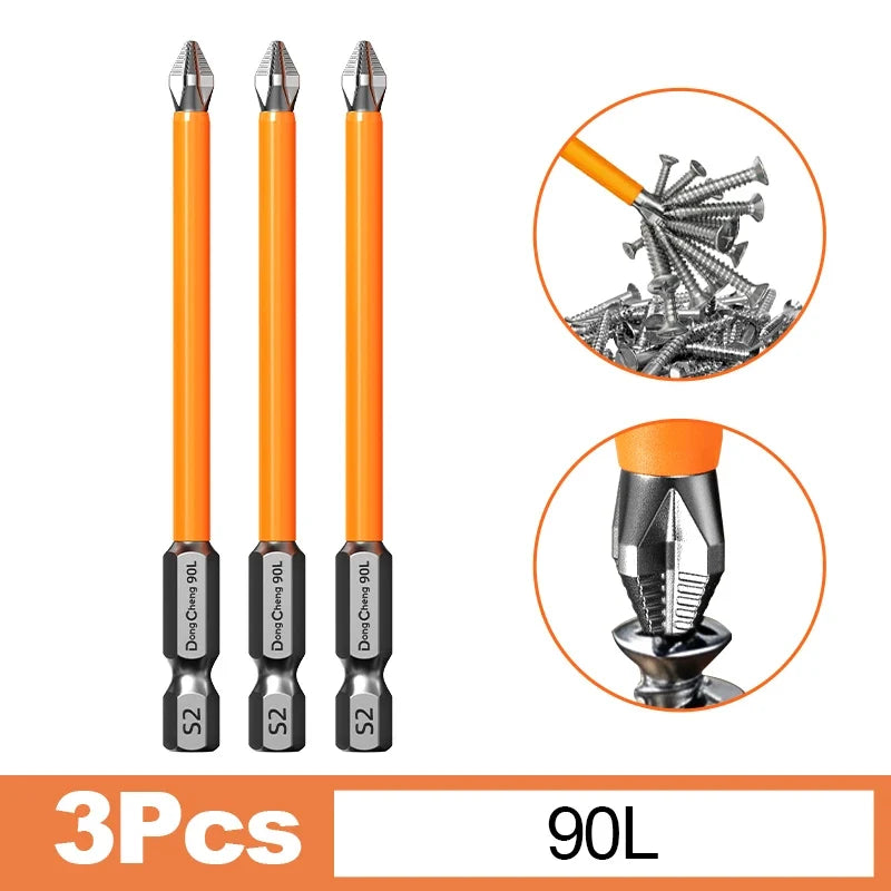 Magnetic Anti-Slip Screwdriver Bit Set - S2 Alloy Steel Impact Resistant Hex Shank Bits for Power Tools