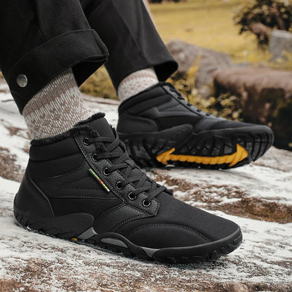 Men's Winter Boots – Snow Barefoot Outdoor Non-Slip Warm Fur Ankle Boots, Lightweight Hiking Sneakers in Plus Sizes
