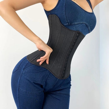 25 Steel Bones Angel Wing Latex Waist Trainer – Women’s Corset Body Shaper for Abdominal Toning & Post-Workout Contraction