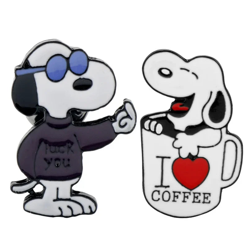 Kawaii Snoopy Alloy Brooches – Cartoon Lapel Pins for Jackets, Backpacks, Clothes, and Kids’ Gifts