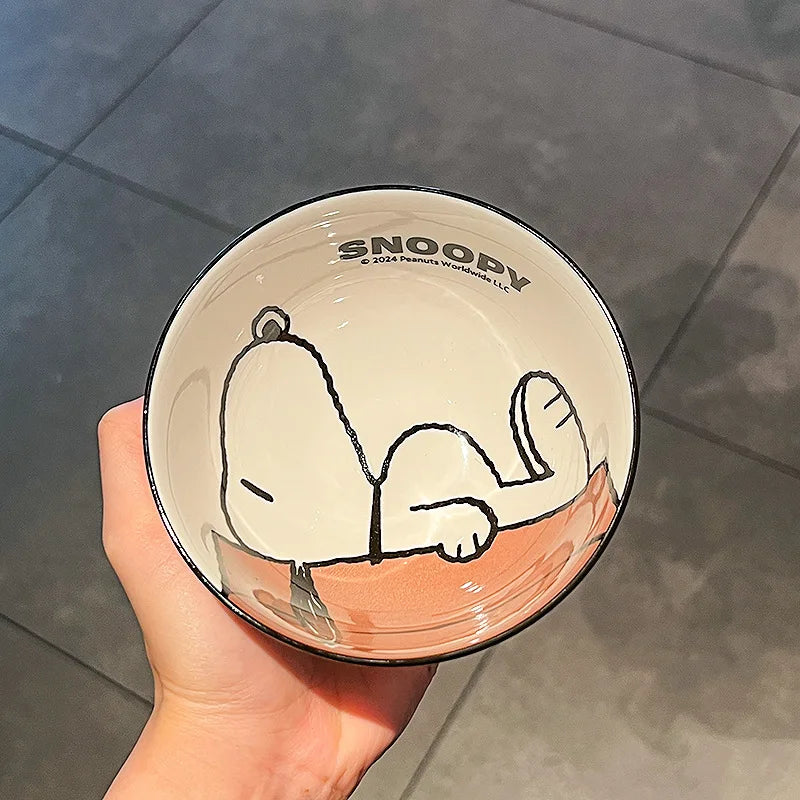 New Cute Snoopy Ceramic Bowl Set – Kawaii Anime Cartoon Tableware for Home & Gift