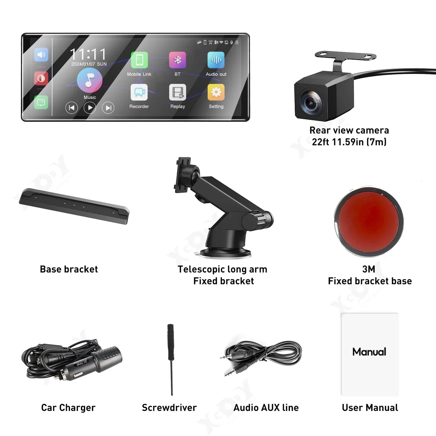 XGODY 11.3" 4K Dash Cam – Wireless CarPlay, Android Auto, ADAS, GPS, Bluetooth, AUX DVR
