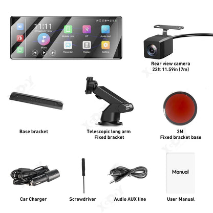 XGODY 11.3" 4K Dash Cam – Wireless CarPlay, Android Auto, ADAS, GPS, Bluetooth, AUX DVR