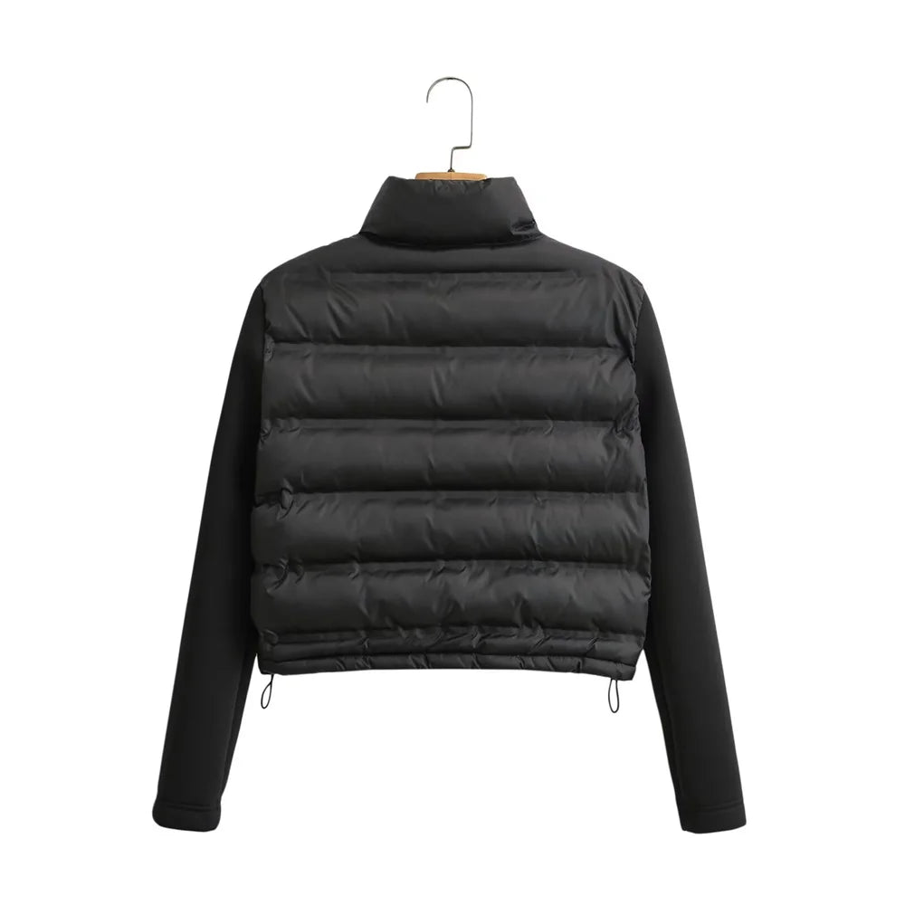 2024 Women’s Autumn & Winter Splicing Cotton Jacket – European & American Style Fashionable Short Outerwear