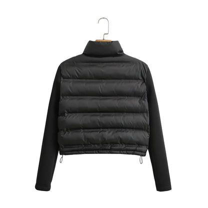 2024 Women’s Autumn & Winter Splicing Cotton Jacket – European & American Style Fashionable Short Outerwear