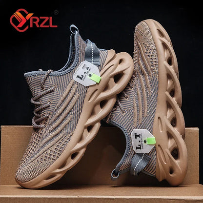 YRZL Men & Women Sports Running Shoes – Black Breathable Mesh Jogging Sneakers with Lightweight Shock Absorption