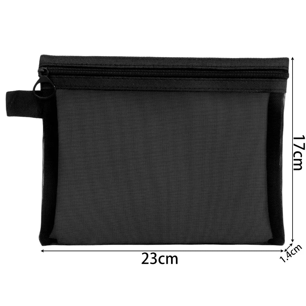 1/3pcs Mesh Clear Cosmetic Bags — Small & Large Black Makeup Travel Organizer Pouches for Toiletries & Lipstick Storage