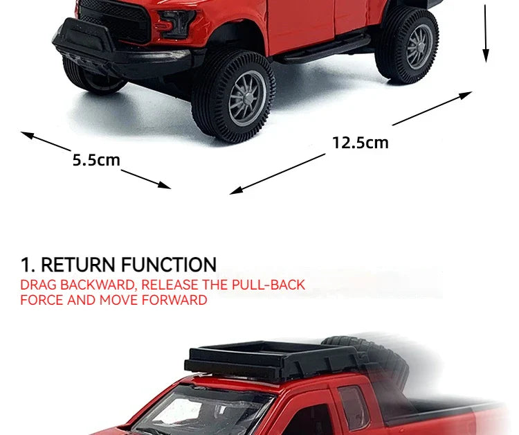1:36 F-150 Alloy Car Model – Spring-Back Action Toy for Kids | Realistic Replica Vehicle