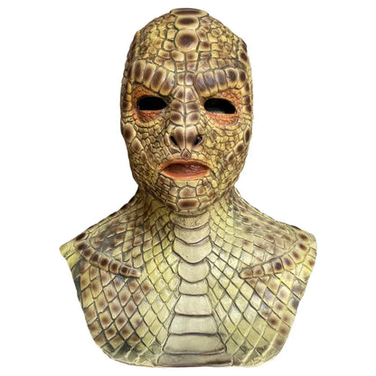 Realistic Lizard Man Snake Monster Mask - Soft Reptile Texture Full Face Latex Costume Headgear for Adults