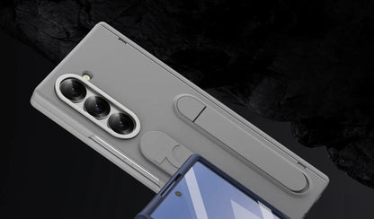 Original Silicone Grip Phone Case for Samsung Galaxy Z Fold 4-7 – Stand & Hinge Protective Cover with Glass Film