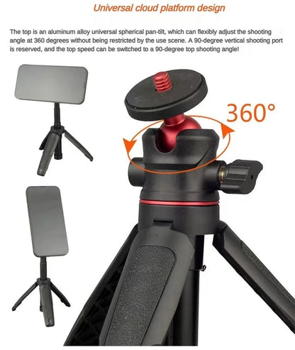 Mini Desktop Selfie Stick Tripod - Handheld Camera Stand, Portable Retractable Vlog & Phone Mount