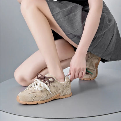 AIYUQI Women’s Sneakers 2025 — Non-Slip Leather Running & Training Shoes, Flat Large-Size Sports Shoes