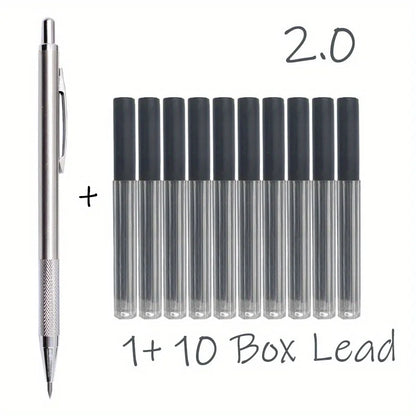 All-Metal Mechanical Pencil Set – 0.3–2.0mm Retractable Lead Pencils for Writing, Drawing & Sketching