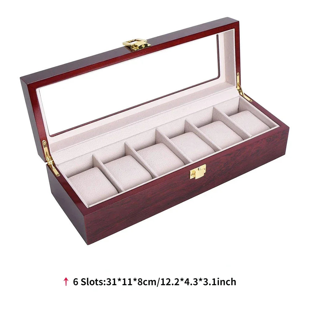 Luxury Wooden Watch Box — 1/2/3/5/6/10/12 Grid Organizer & Holder for Men’s and Women’s Watches, Jewelry Display