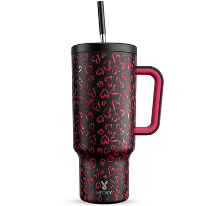 Meoky 40oz Mug Tumbler with Handle – Insulated Stainless Steel Tumbler with Lid & Straw, Coffee Thermos Cup, Heat Press Ready