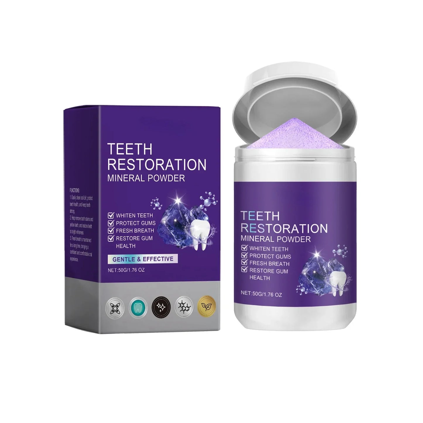 Teeth Restoration Mineral Powder — Enamel Strengthening & Whitening Dental Care Supplement