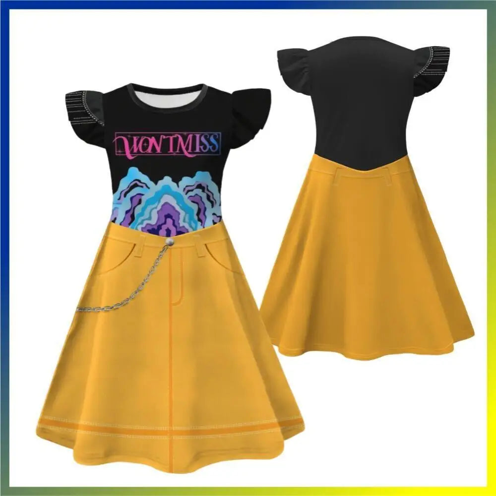 Halloween Zoey, Mira, Rumi Cosplay Costume – Colorful Demon Hunters Flying Sleeve Dress for Girls, Movie K-Pop Idol Role-Play