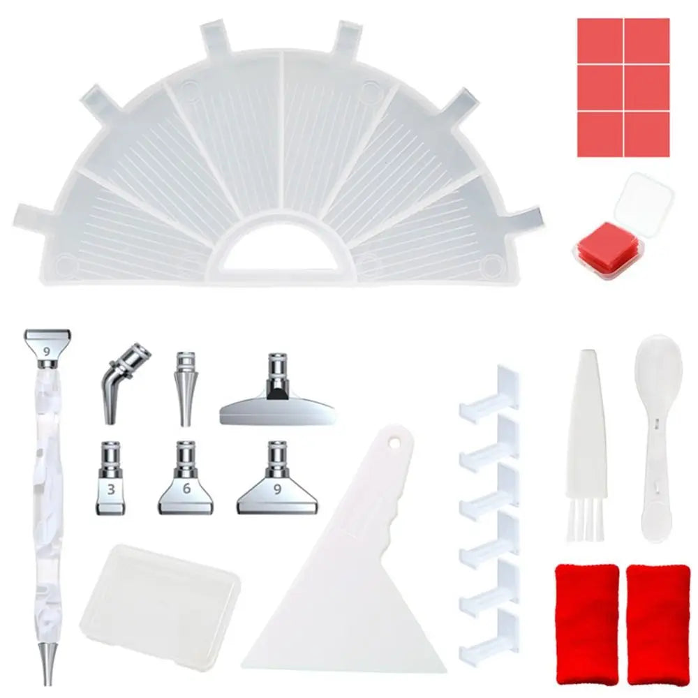 6-Grid Diamond Painting Tray Kit – Large Capacity Drill Plate, Beading Plate, and Cross Stitch Tools with Diamond Painting Pen