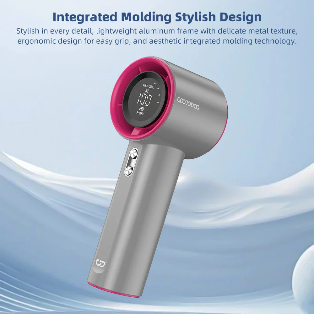 Mini Rechargeable Handheld Fan — Strong Wind with 100-Speed Digital Display
