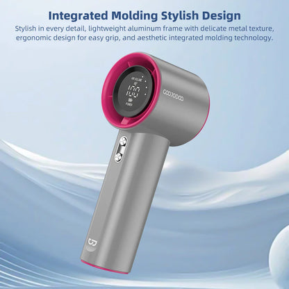 Mini Rechargeable Handheld Fan — Strong Wind with 100-Speed Digital Display
