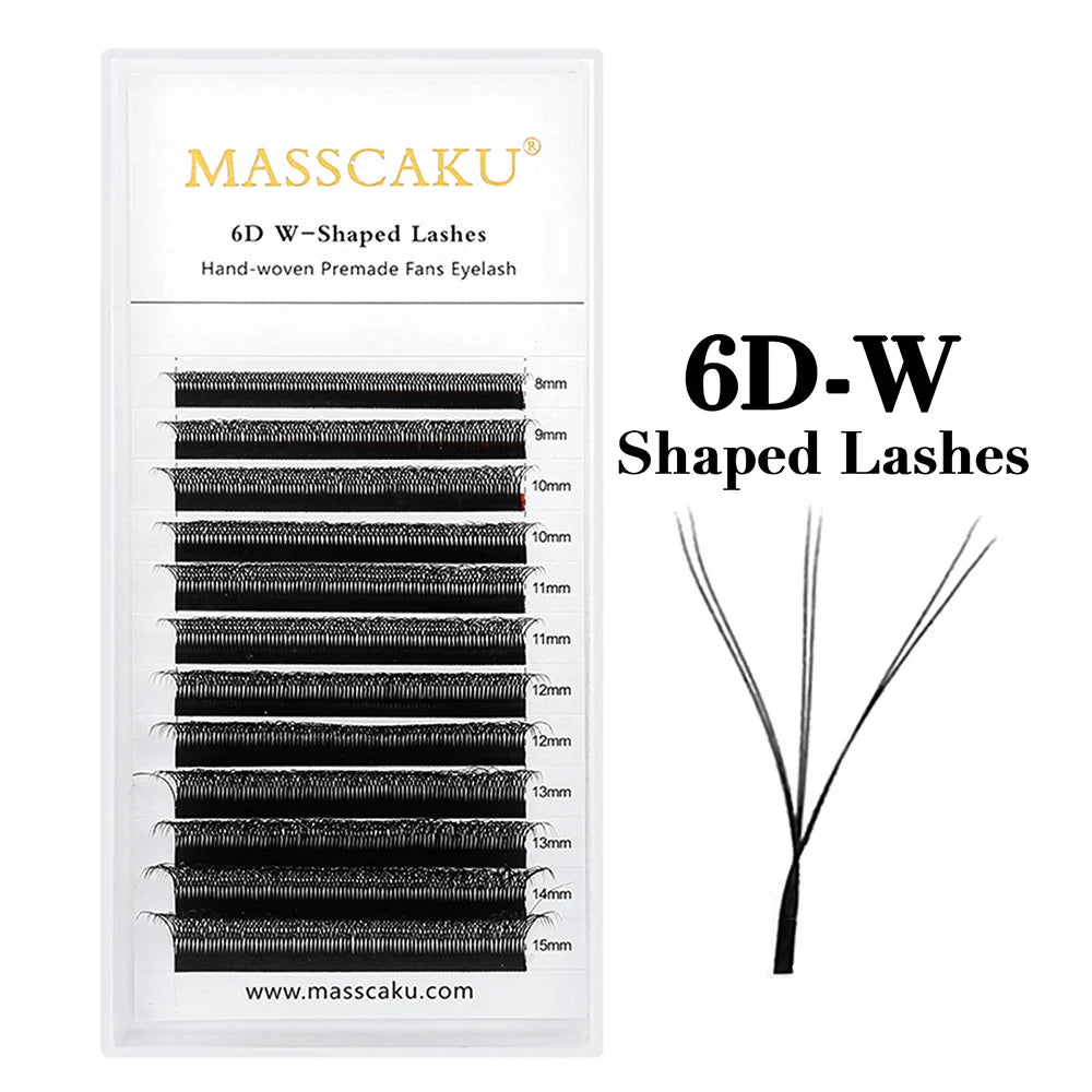 MASSCAKU W-Shaped Eyelash Extensions – 3D to 10D Natural Soft Lightweight Fans