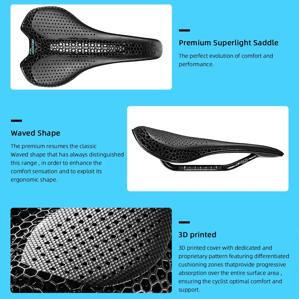 RYET Carbon 3D Printed Bike Saddle – Ultralight 175g Seat for Men & Women Road, MTB, Gravel, Triathlon Cycling