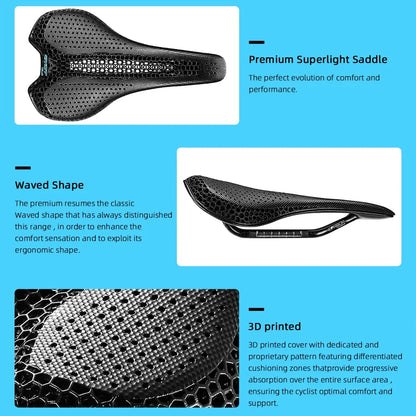 RYET Carbon 3D Printed Bike Saddle – Ultralight 175g Seat for Men & Women Road, MTB, Gravel, Triathlon Cycling