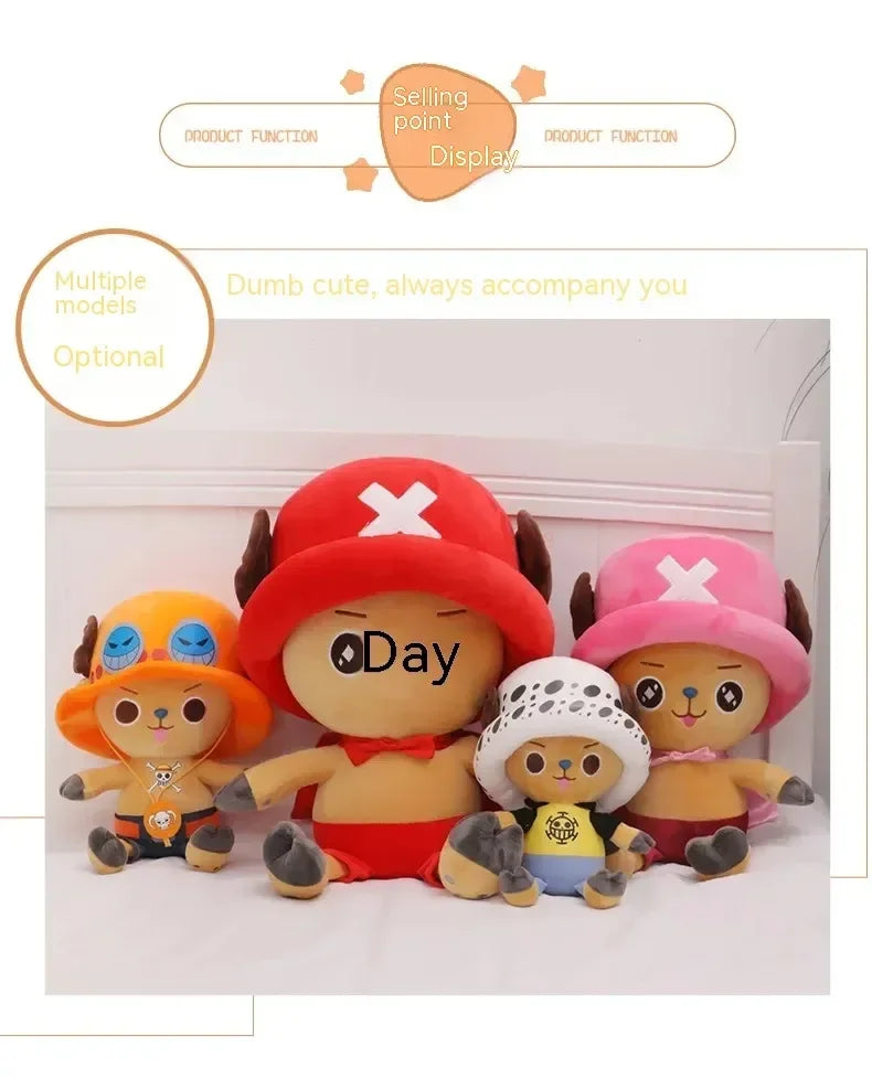 One-Piece Anime Plush — Monkey D. Luffy & Tony Chopper Stuffed Doll, 35–70cm, Sleeping Pillow Toy Gift