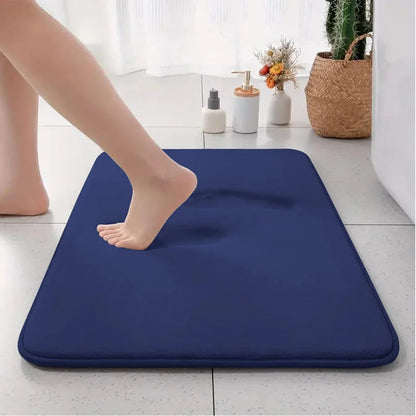 Thickened Flannel Bathroom Floor Mat – Absorbent, Non-Slip Solid Color Door Rug for Bathroom Entrance